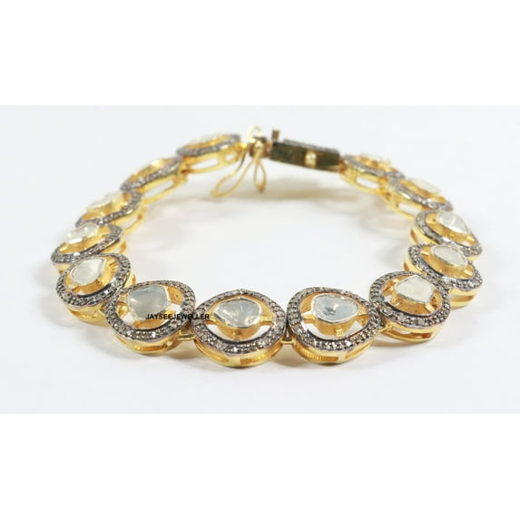 Gold Plated Polki Diamond Bracelet