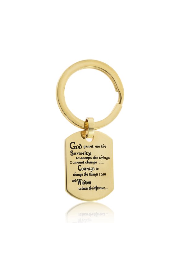 Gold Plated Praying Hands Keyring with Serenity Prayer - Inspirational Religious Gift for Men