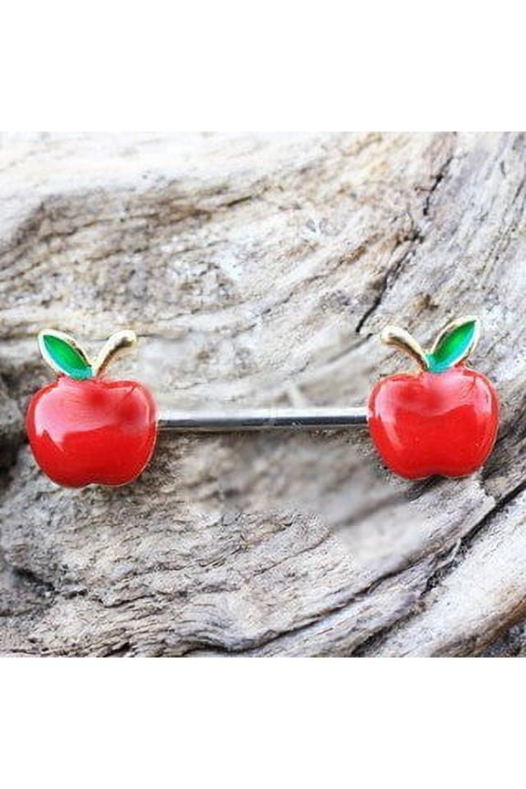 Gold Plated Red Apple Nipple Bar