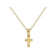 Gold Plated Religious Small Cross Pendant Necklace for Babies and Toddlers 16"