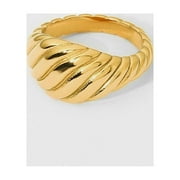 TRENDSI Gold-Plated Ribbed Ring