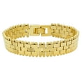 thumbnail image 1 of Gold Plated Ridge Textured Links In Brick Pattern Bracelet, 8 Inch, 1 of 7