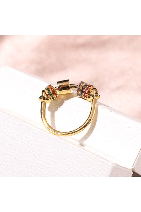 Gold Plated Ring Circle Design With 3A Zircon Embellished Hypoallergenic Copper Base Jewelry Accessory Everyday Wear