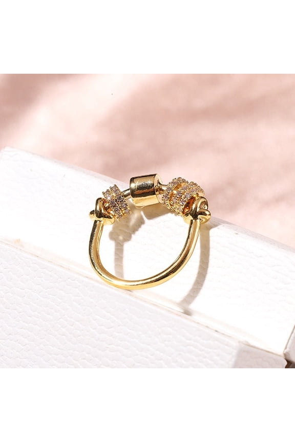 Gold Plated Ring Circle Design With 3A Zircon Embellished Hypoallergenic Copper Base Jewelry Accessory Everyday Wear