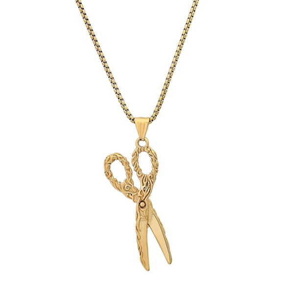 Iron Saints 18k Gold Plated Stainless Steel Rope Chain With Scissor Pendant For Men