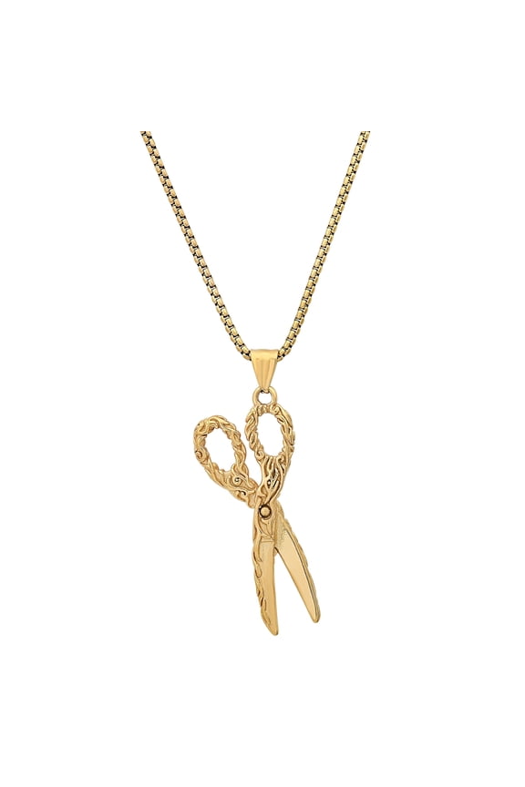 18k Gold Plated Stainless Steel Rope Chain With Scissor Pendant For Men