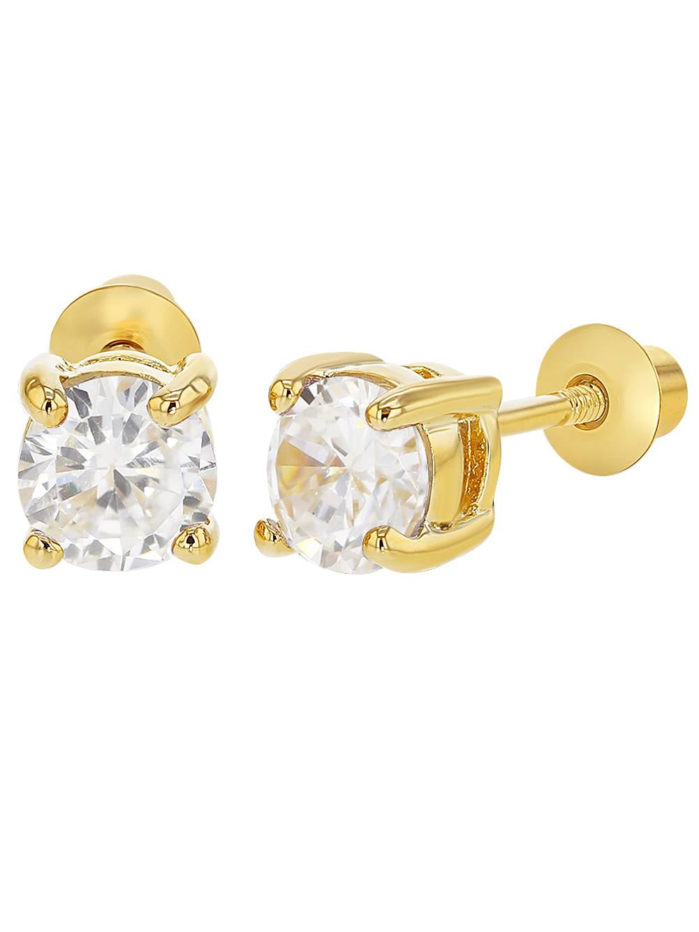 Clear CZ Tiny Bezel Little Girl's Stud Earring