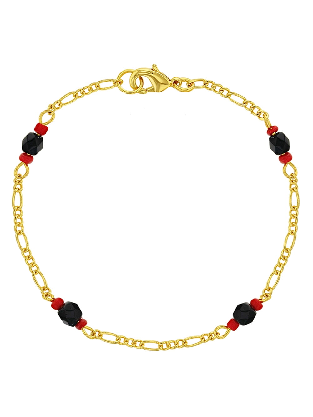 Gold Plated Simulated Azabache Evil Eye Protection Bracelet for