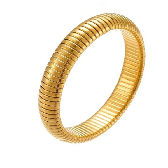 Gold Plated Snake Chain Stretch Bracelet, Stainless Steel Flexible Wristband for Women, Minimalist Jewelry