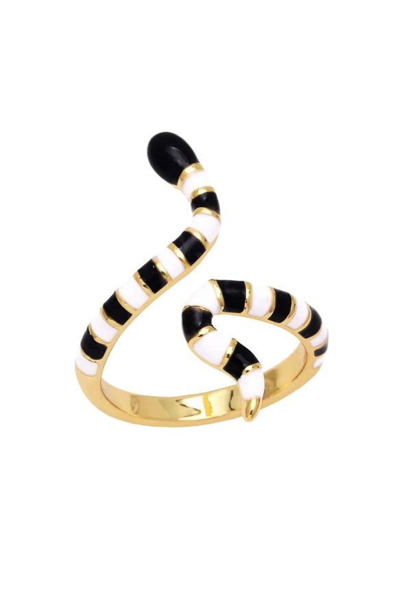 Gold Plated Snake Gold Cuff Rings Women Enamel Blue Red Black Pink Open Ring R6