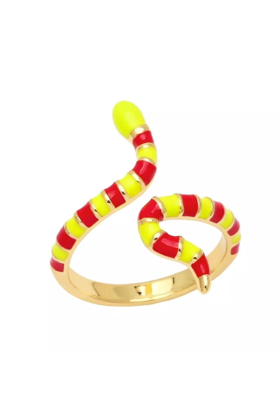 Gold Plated Snake Gold Cuff Rings Women Enamel Blue Red Black Pink Open Ring R6