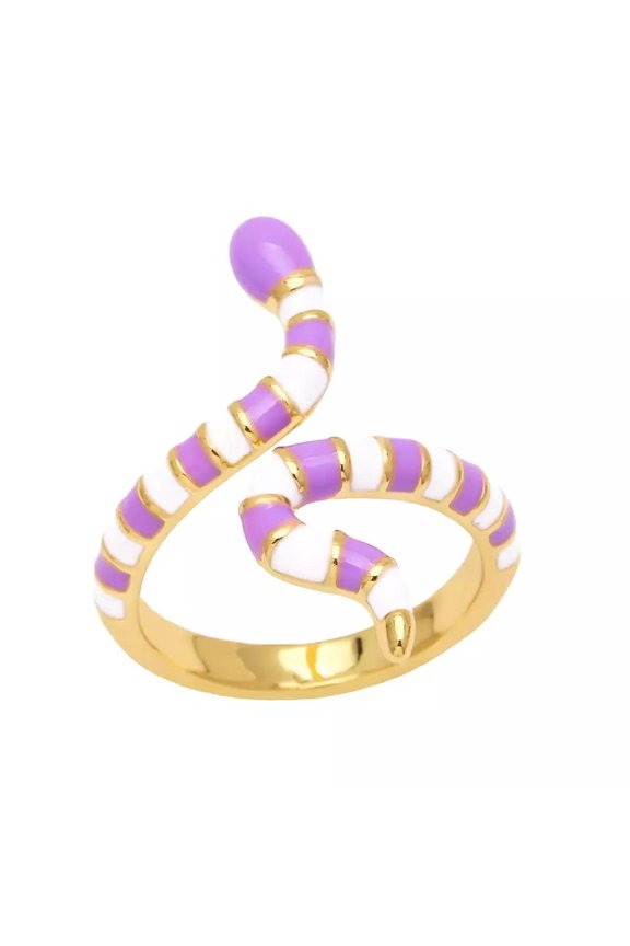 Gold Plated Snake Gold Cuff Rings Women Enamel Blue Red Black Pink Open Ring R6