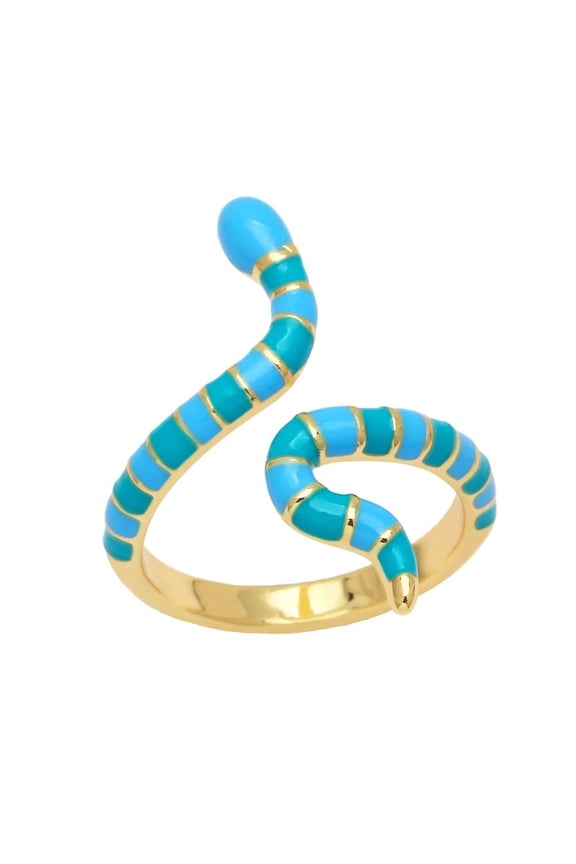 Gold Plated Snake Gold Cuff Rings Women Enamel Blue Red Black Pink Open Ring R6