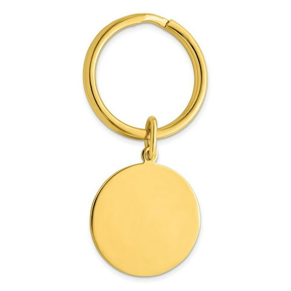 Gold Plated Solid Polished Round Key Ring - .2 Grams - Key Chain for Men