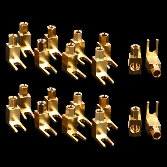 Gold Plated Spade Banana Plug 20 Pcs Audio Speaker Cable Connector Adapter Wire Terminal Jack