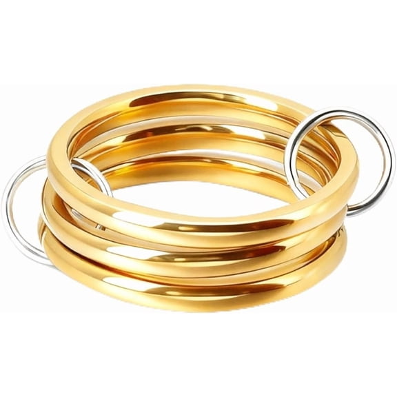 Gold Plated Stackable Rings for Women, Interlocked Mixed Metal Ring Set in Silver and Gold, Two-Toned Minimalist Jewelry Gift