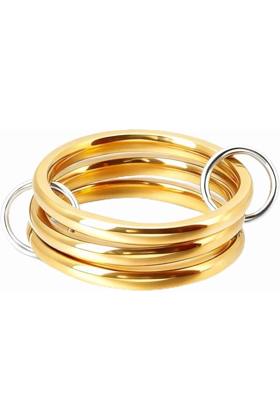 Gold Plated Stackable Rings for Women, Interlocked Mixed Metal Ring Set in Silver and Gold, Two-Toned Minimalist Jewelry Gift