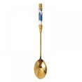 thumbnail image 1 of Gold Plated Stainless Steel Espresso Spoons,Mini Teaspoons Gold Spoons with Ceramic Handle for Coffee Sugar Dessert Cake Ice Cream Soup Antipasto Cappuccino,5.7 Inch, 1 of 7
