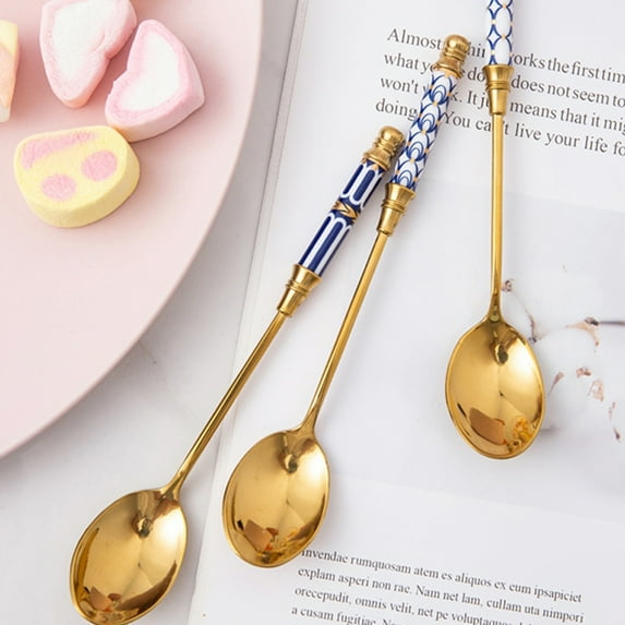 Gold Plated Stainless Steel Espresso Spoons, ZenBath Mini Teaspoons Set for Coffee Sugar Dessert Cake Ice Cream Soup Antipasto Cappuccino