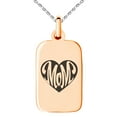 thumbnail image 1 of Gold Plated Stainless Steel Love of Mom Small Rectangle Dog Tag Charm Pendant Necklace, 1 of 1