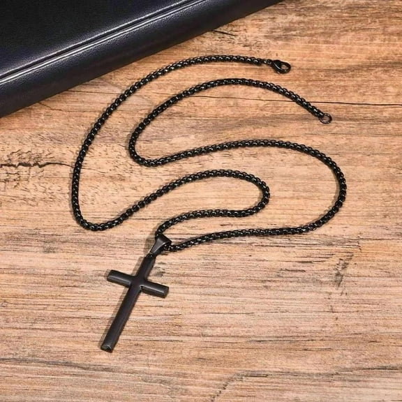 Gold Plated Stainless Steel Necklace Cross Pendant Mens Box Chain Lobster N21