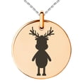 thumbnail image 1 of Tioneer Stainless Steel Gold Plated Rudolph Reindeer Engraved Small Medallion Circle Charm Pendant Necklace, 1 of 1