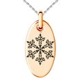 thumbnail image 1 of Gold Plated Stainless Steel Thorned Snowflake Engraved Small Oval Charm Pendant Necklace, 1 of 1