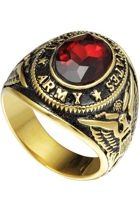 Gold Plated Stainless Steel United States Army Ring
