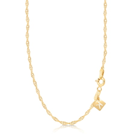 Gold Plated Sterling Silver 2mm Italian Singapore Twisted Curb Chain Necklace 30"