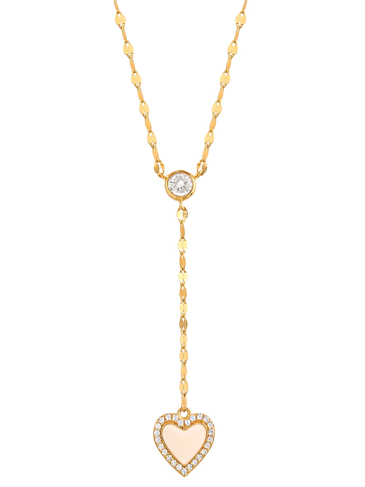 Gold Plated Sterling Silver Heart Necklace with CZ Stones