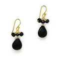 thumbnail image 1 of Gold Plated Sterling Silver Crystal Briolette Drops and Stone Cluster Earrings, Black, 1 of 1