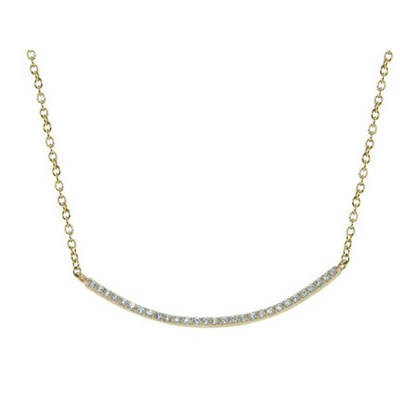 Gold Plated Sterling Silver Cubic Zirconia Curved Smile Necklace