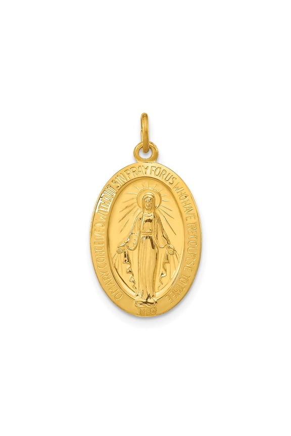 Gold Plated Sterling Silver Miraculous Medal Pendant Necklace for Women Virgin Mary Catholic Devotional Jewelry Symbolizing Faith Grace and Protection