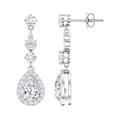 thumbnail image 1 of Rosec Jewels Moissanite Dangle Earrings for Women - 5X7 mm Pear Shape Moissanite Earrings in Silver - D-VS1 Grade - Gift for Valentines, 1 of 7