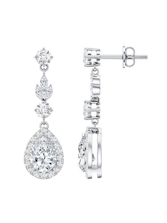Sterling Silver Moissanite Dangle Earrings (D-VS1 Grade) Long Dangling Earrings for Women - Ready to Gift