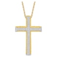 thumbnail image 1 of Gold Plated Sterling Silver Round Diamond Cross Pendant (3/8 cttw, I-J Color, I2-I3 Clarity), 18", 1 of 1