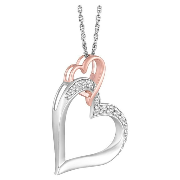 Gold Plated Sterling Silver Round Diamond Heart and Infinity Pendant (1/3 cttw, I-J Color, I2-I3 Clarity), 18"