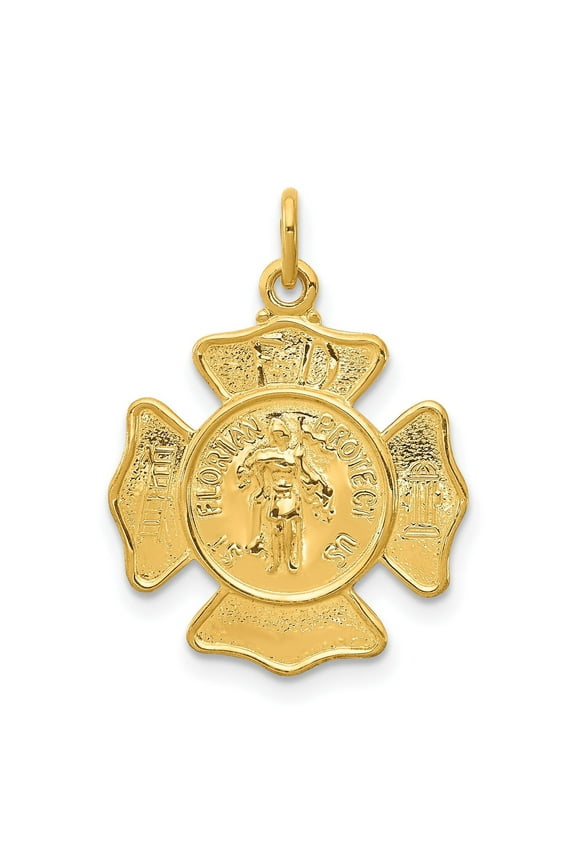 Gold-Plated Sterling Silver St Florian Pendant Necklace for Men and Women, Maltese Cross Firefighter Medal, Christian Catholic Jewelry Symbolizing Protection and Bravery