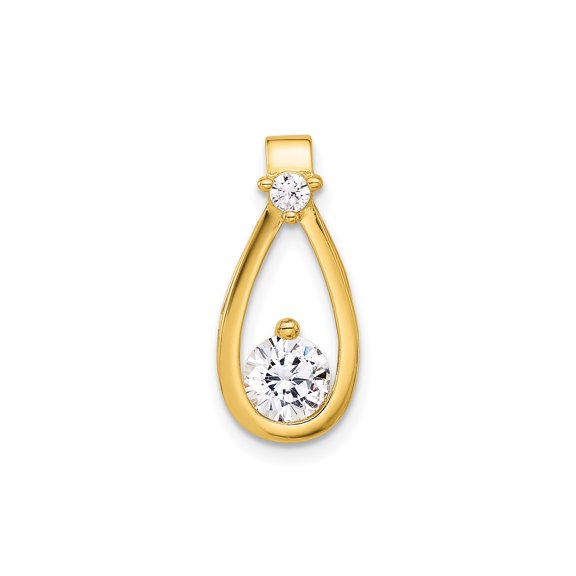 Gold Plated Sterling Silver Teardrop Pendant Necklace for Women with Cubic Zirconia, Open Frame Minimalist Jewelry for Bridal, Formal, Casual, or Layered Wear