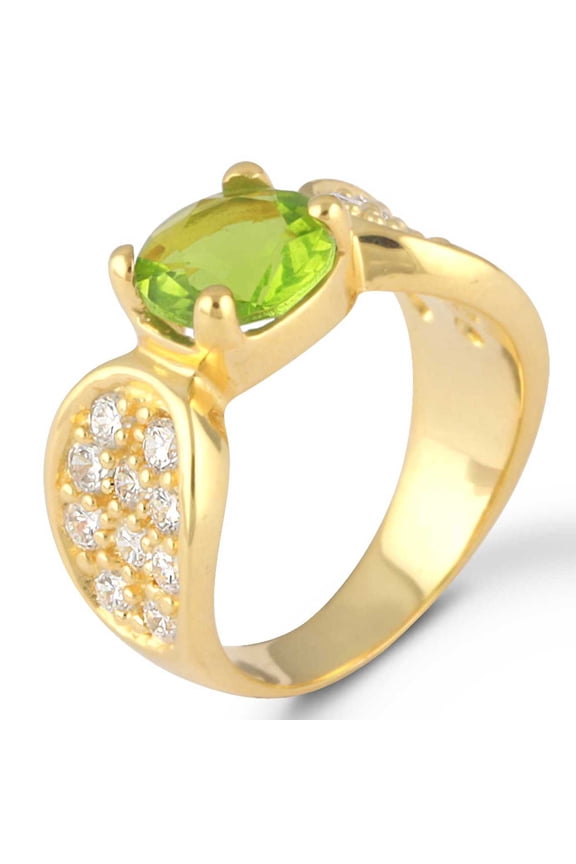 Gold Plated Stylish Jewelry Peridot Hydro Quartz Gemstone Ring