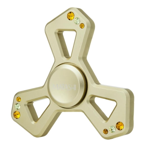 Matashi 24K Gold Plated Triangle Hanging Christmas Tree Ornament with Crystals, Metal Finish, Ribbons Included