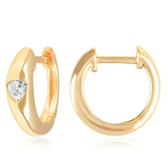 Gold Plated Trillion Cut CZ Dome Huggie Hoop Earrings for Women