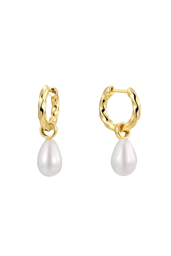 Gold Plated Twisted Rope Hoop Earrings Dangling Imitation Pearl Teardrop Earrings Gold Daily Wear Jewelry Cute Earrings Gift Local warehouse Fast delivery
