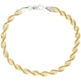 thumbnail image 1 of Gold Plated Two tone Sterling Silver 5mm Twisted Herringbone Chain Necklace Italy 20 inch, 1 of 1
