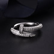 Gold Plated U Shape Nail Ring Korean Style Jewelry Trend Finger Ring Wedding Accessory Nail Art Decoration Gem