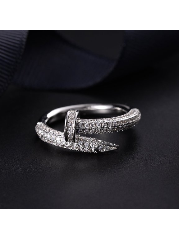 Gold Plated U Shape Nail Ring Korean Style Jewelry Trend Finger Ring Wedding Accessory Nail Art Decoration Gem