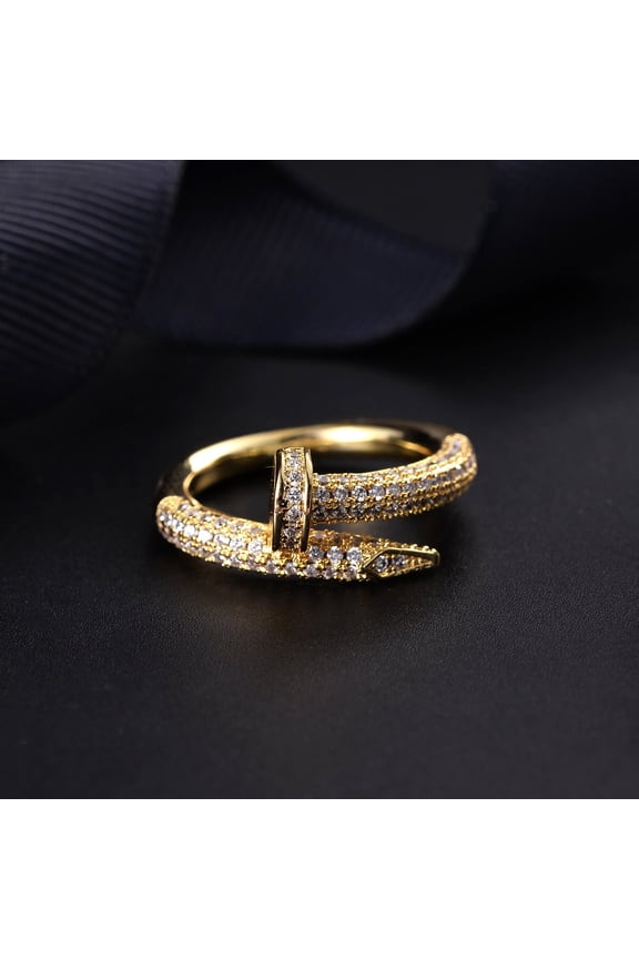 Gold Plated U Shape Nail Ring Korean Style Jewelry Trend Finger Ring Wedding Accessory Nail Art Decoration Gem