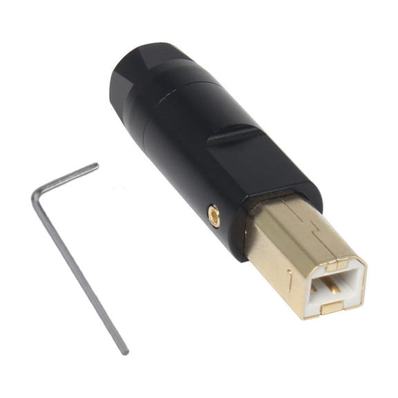 Gold-Plated USB B-Type Connector Shell Durability Aluminum Alloy Shell with 6mm Hole for Printer Data Cable Repairs