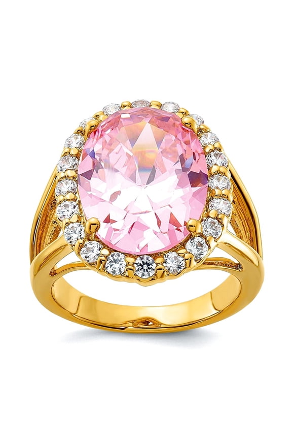 Gold Plated Simulated Kunzite Ring Size 1 - Jewelry Gift for Mom