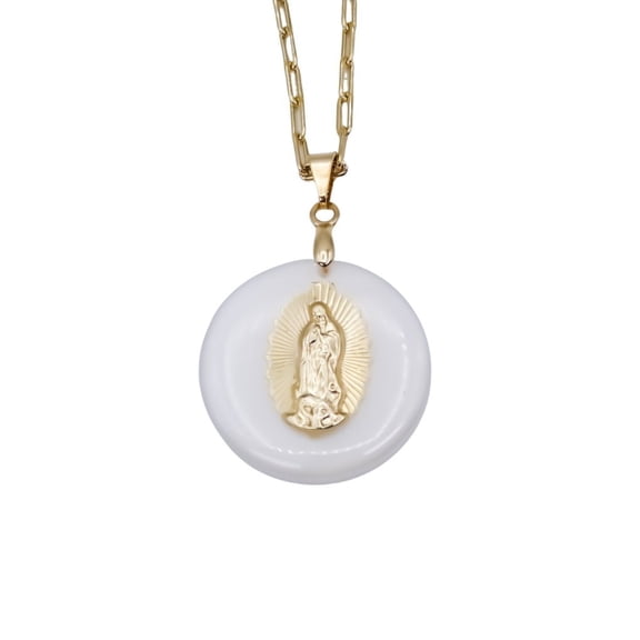 Gold-Plated White Guadalupe Necklace 18-inch